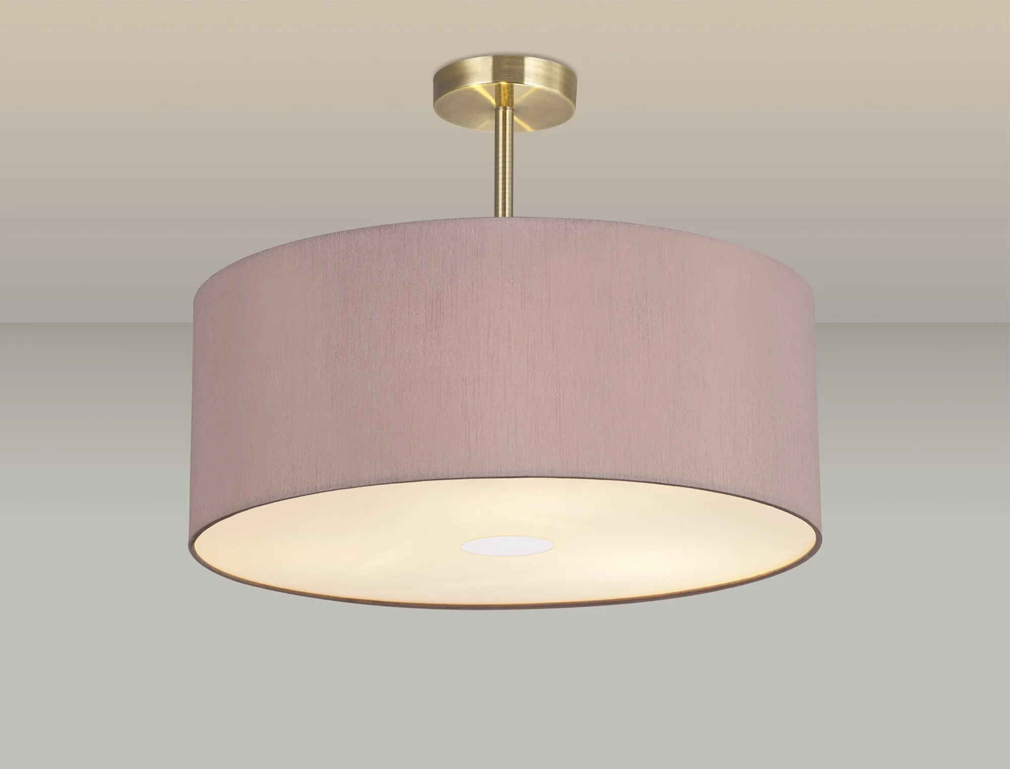 Baymont 50cm Semi Flush 3 Light Antique Brass, Taupe/Halo Gold, Frosted Diffuser DK0383  Deco Baymont AB TA